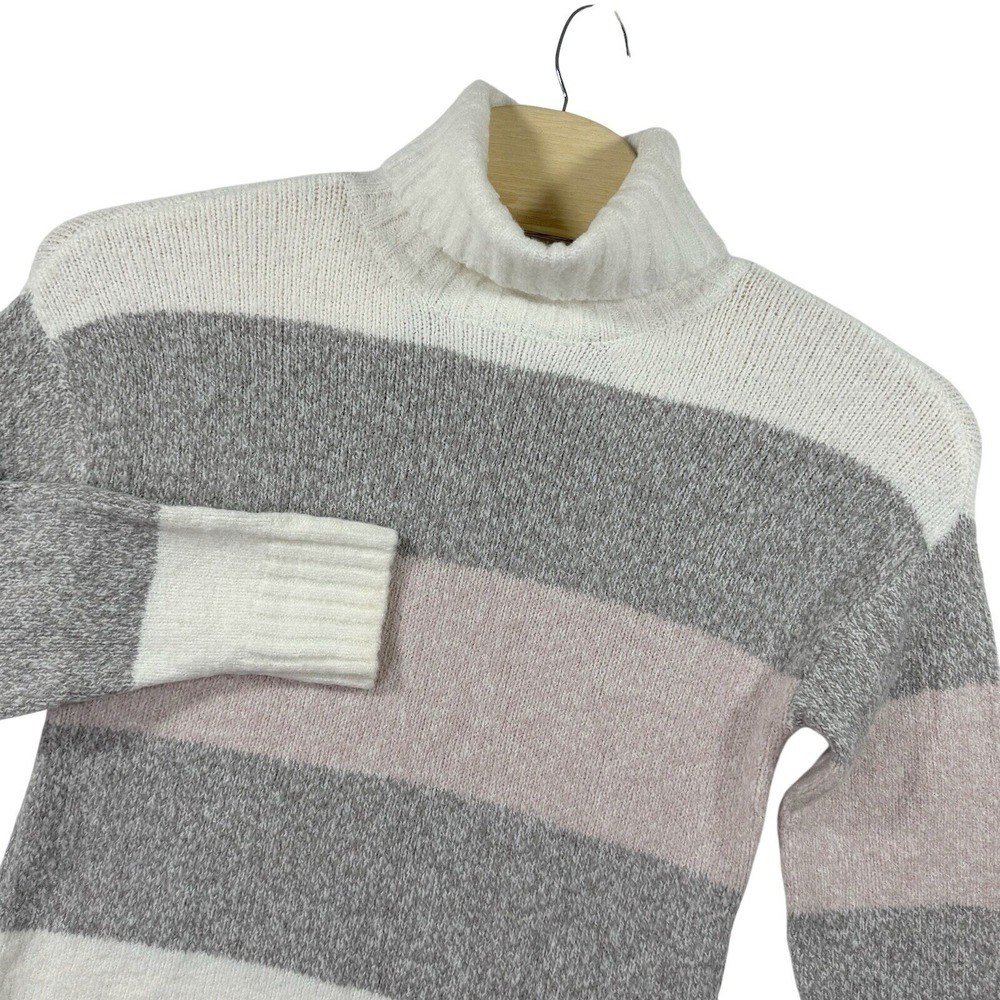 Olivia Sky Turtleneck Sweater Womens Medium‎ Pink Gray White Pastel Casual